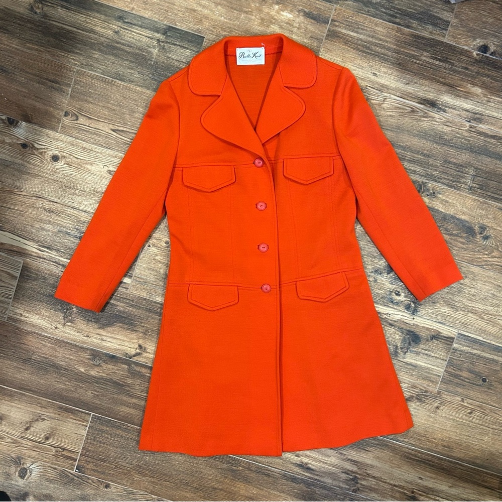 Vintage Butte Knit Orange Mod Coat – 1960s/70s